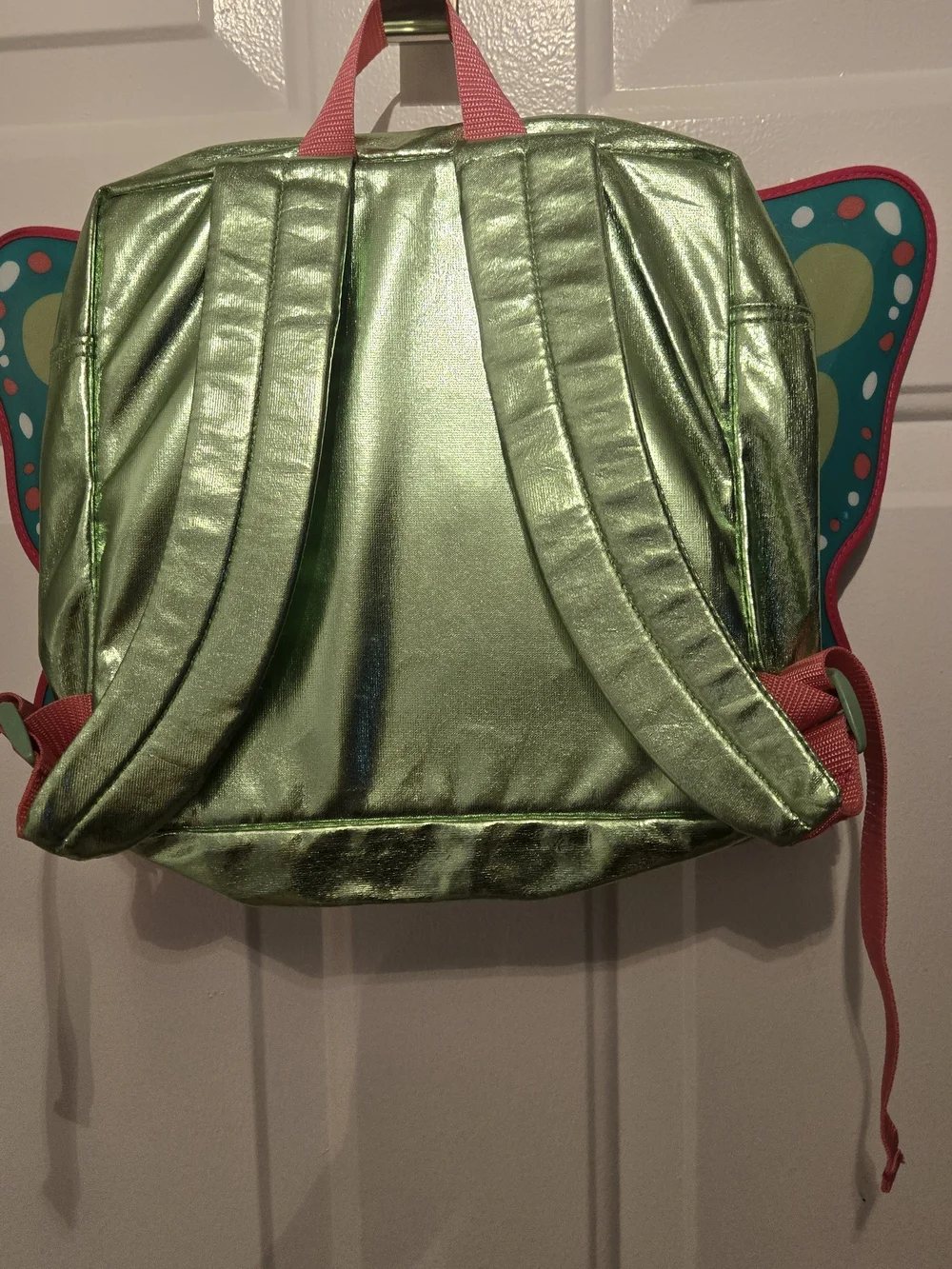 American Girl Shiny Green Butterfly Wings Backpack with Pink Accents